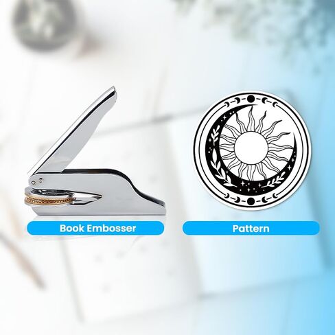 Book Embosser Personalized Sun and Moon Pattern Book Stamp, Durable Library Stamp with Handle Set for Books,Library, Envelopes, Documents, Invitation in Kuwait