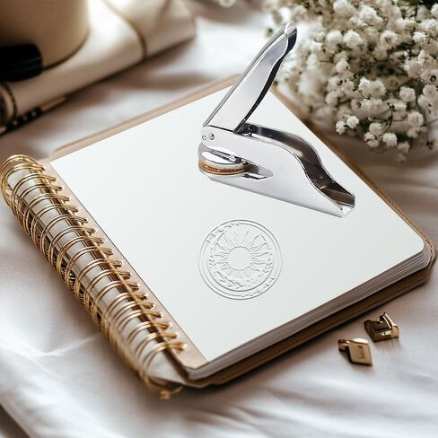 Book Embosser Personalized Sun and Moon Pattern Book Stamp, Durable Library Stamp with Handle Set for Books,Library, Envelopes, Documents, Invitation in Kuwait