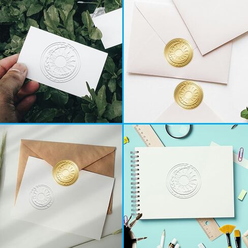 Book Embosser Personalized Sun and Moon Pattern Book Stamp, Durable Library Stamp with Handle Set for Books,Library, Envelopes, Documents, Invitation in Kuwait