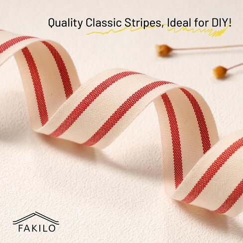 Cute Stripe Ribbon for Gift Cake Present Wrapping Craft DIY, Fun Ribbon with Red Stripes, 3/8 Inch x 10 Yards in Kuwait