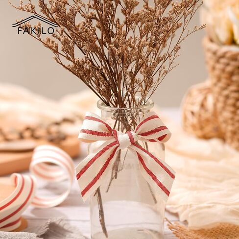 Cute Stripe Ribbon for Gift Cake Present Wrapping Craft DIY, Fun Ribbon with Red Stripes, 3/8 Inch x 10 Yards in Kuwait