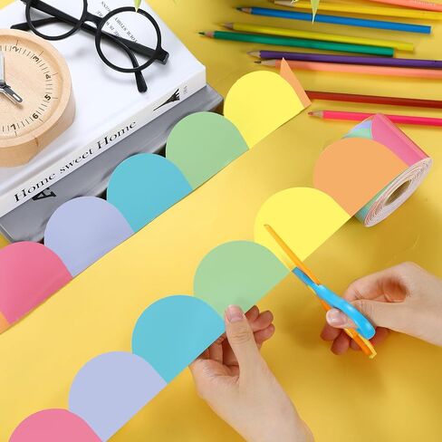 65.6 ft Scalloped Bulletin Board Borders Decorative Scalloped Border Trim Rolled Classroom Borders for Bulletin Board School Office Party Wall Decorations (Dreamy Brights) in Saudi Arabia
