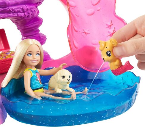 Barbie Dreamtopia Chelsea Water Lagoon Playset with Chelsea Doll (6 in Blonde), 2 Pets, Slide, Pool & Swing, Gift for 3 to 7 Year Olds in Saudi Arabia