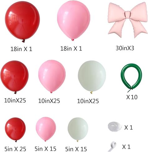 147pcs Cherry Balloon Garland Arch Kit ، Pink Pink Cream Balloons with Pink Bow Diy Cherry Pallonons for Girls Cherry Cherry on Top Berry Summer Fruit Party Devel in Kuwait