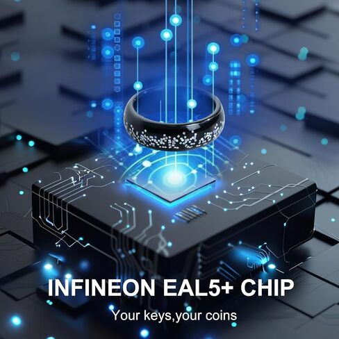Crypto Cold Storage Wallet Ring & Necklace, Secure Chip Cold Wallet, Encrypted Storage, Waterproof Zirconium Wearable for Multiple Currencies Such as Bitcoin, Ethereum, Etc in Saudi Arabia
