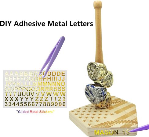 Reversible Personalized Gifts Baseball Ring Holder Display Case Softball Tournament Championship Sports Memorabilia Organizer Wood Personalized Gifts For Kids,Dad,Grandpa in Kuwait