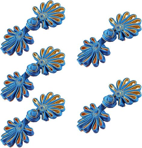 5 Pairs Chinese Knots Frog Buttons - Resin, Flower Shaped - 4.5cm/1.77'' - 10 Pieces in Saudi Arabia