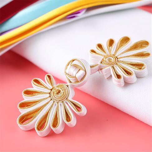 5 Pairs Chinese Knots Frog Buttons - Resin, Flower Shaped - 4.5cm/1.77'' - 10 Pieces in Saudi Arabia
