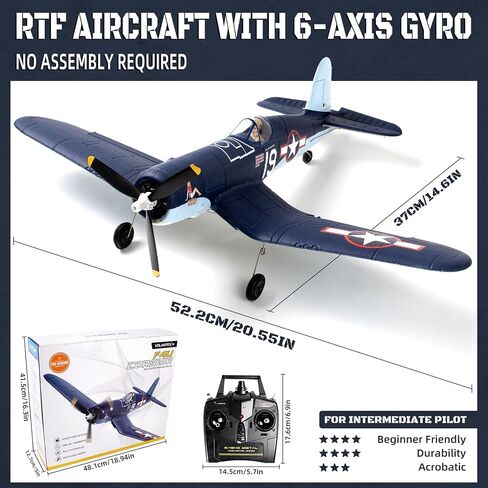 Brushless 4CH RC Plane F4U 500mm Remote Control Airplane,6-axis Gyro RC Airplane,3 Modes & Aerobatics,RTF Fighter with 2 Batteries,2.4GHz Radio Controlled for Adults&Beginners in Saudi Arabia