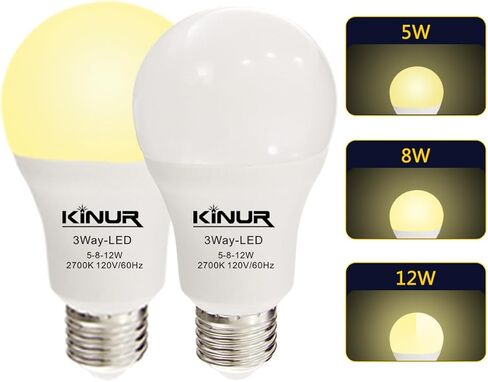KINUR LED 3 مصابيح إضاءة 30 70 100 وات مكافئة لضوء النهار 5000K ضوء النهار A19 مصابيح كهربائية E26 قاعدة داخلية 3 اتجاهات 500lm-800lm-1200lm للقراءة 2 حزمة in Kuwait