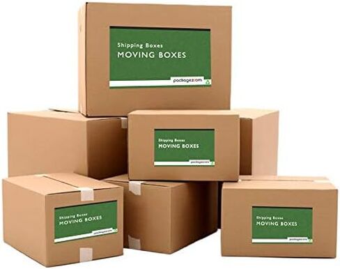PackageZoom 18 × 14 × 12 بوصة صناديق متحركة متوسطة الحجم، صناديق شحن قوية، 10 عبوات، كرافت/بني (PZ-BX-00-PK) in Saudi Arabia
