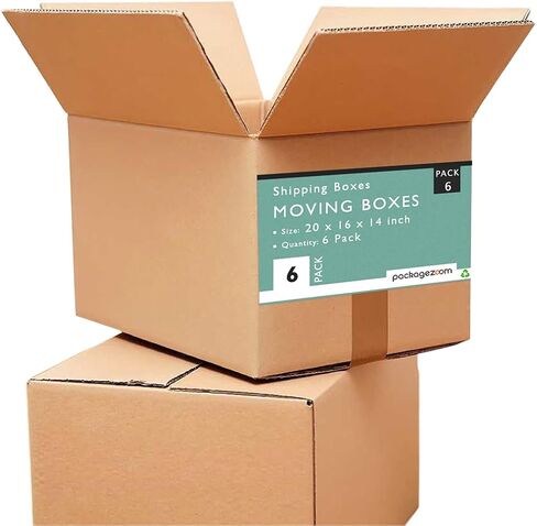 PackageZoom 18 × 14 × 12 بوصة صناديق متحركة متوسطة الحجم، صناديق شحن قوية، 10 عبوات، كرافت/بني (PZ-BX-00-PK) in Saudi Arabia