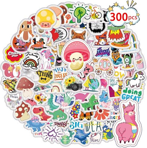 300pcs Random Cute Stickers for Kids, Water Bottle Stickers for Adults, Waterproof Sticker Bulk Decals Pack for Teens, Boys, Girls, Teachers in Saudi Arabia