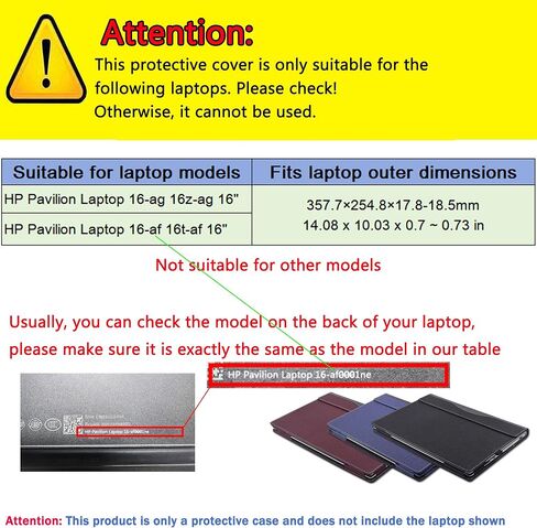 Laptop Case Cover for 16 inch HP Pavilion Laptop 16-af 16t-af & 16-ag 16z-ag,Separable PU Leather Notebook PC Sleeve Protective Bag with Pen Holder and Heat Dissipation Holes (Dark Blue) in Kuwait
