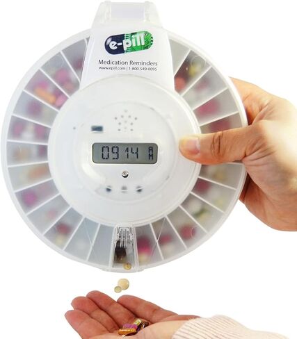 e-Pill MedTime Pro - موزع حبوب آلي متطور ومغلق - غطاء أبيض in Kuwait