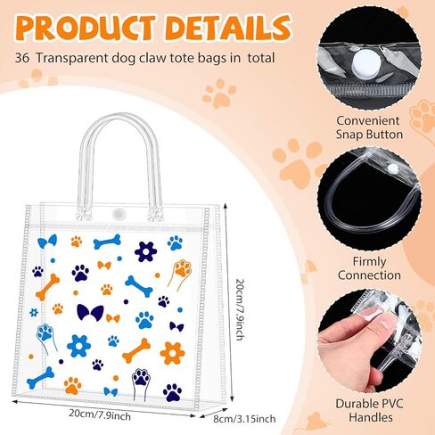 Supervitae 36 Pcs 4th of July Clear Favor Bags with Handle Reusable Red White Blue Bowknot Gift Bag Goodies Treats Totes for Independence Day Birthday Wedding Patriotic Party, 8 x 8 x 3.15 Inch in Kuwait