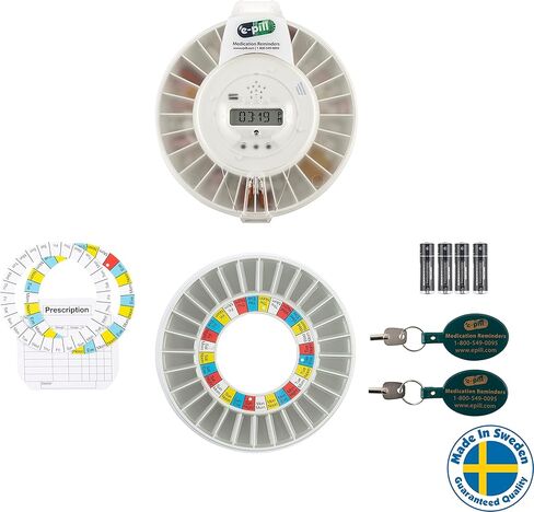 e-Pill MedTime Pro - موزع حبوب آلي متطور ومغلق - غطاء أبيض in Kuwait