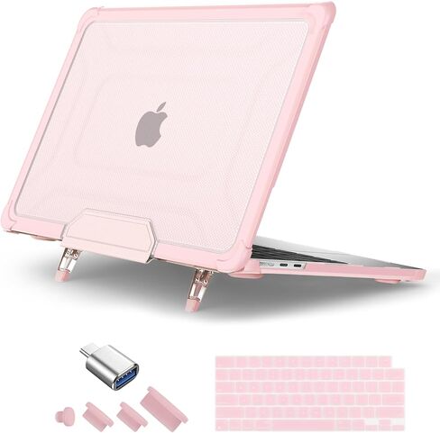 DONGKE for MacBook Air 13.6 inch Case M3 M2 2024 2023 2022 Model A3113 A2681, Heavy Duty Sturdy Protective Hard Shell Case with Foldable Stand + Keyboard Cover + Type C Adapter - Baby Pink in Saudi Arabia