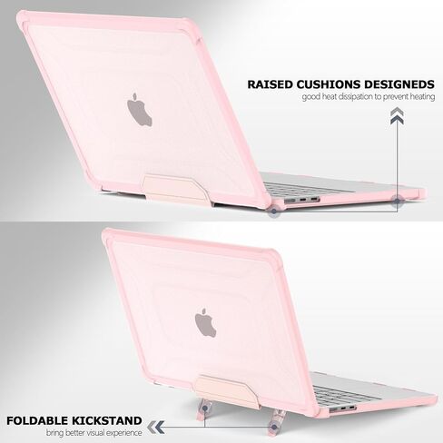 DONGKE for MacBook Air 13.6 inch Case M3 M2 2024 2023 2022 Model A3113 A2681, Heavy Duty Sturdy Protective Hard Shell Case with Foldable Stand + Keyboard Cover + Type C Adapter - Baby Pink in Saudi Arabia