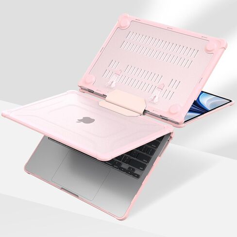 DONGKE for MacBook Air 13.6 inch Case M3 M2 2024 2023 2022 Model A3113 A2681, Heavy Duty Sturdy Protective Hard Shell Case with Foldable Stand + Keyboard Cover + Type C Adapter - Baby Pink in Saudi Arabia