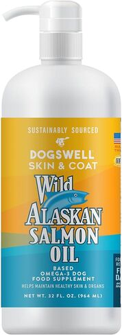 Wild Alaskan Dog Food Supplement, Salmon Oil, Omega-3, 32-Ounce Plastic Jar in Saudi Arabia