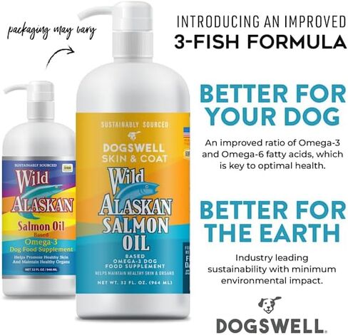 Wild Alaskan Dog Food Supplement, Salmon Oil, Omega-3, 32-Ounce Plastic Jar in Saudi Arabia