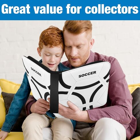 Soccer Card Binder, 2024-2025 Soccer Trading Cards Binder with Wristband, 440 Double Sided Pockets Sleeves PU Card Albums Fit for Sports Cards for Collectors Boys and Girls Fans Gift in Saudi Arabia