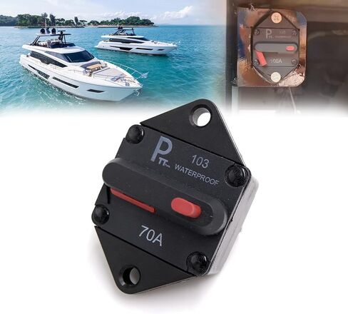 Hi-Amp Circuit Breaker T1 Reset, Extended Face Parallel Bolt Mount 1/4" for Boat Marin RV CaravaReset, Water Proof,Resistant (Panel Mount, 60A) in Saudi Arabia