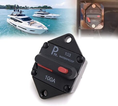 Hi-Amp Circuit Breaker T1 Reset, Extended Face Parallel Bolt Mount 1/4" for Boat Marin RV CaravaReset, Water Proof,Resistant (Panel Mount, 60A) in Saudi Arabia