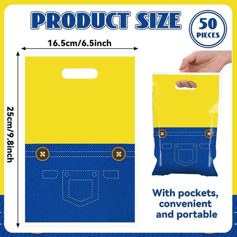 50Pcs Yellow Cartoon Birthday Party Favors Bag Big Eyes Plastic Gift Bags Yellow Cartoon Parties Candy Snack Bag Big Eyes Theme Goodie Treat Bags for Kids Birthday Decoration Supplies 10 x 6.5Inch in Saudi Arabia
