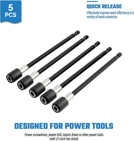 5PCS Drill Bit Extension Quick Release Screwdriver Bit Holder 4 inch Length 1/4 inch Hex Shank Drill Bit Extender Magnetic Bit Extension Adapter Set for Power Screwdriver Drill Impact Driver in Saudi Arabia