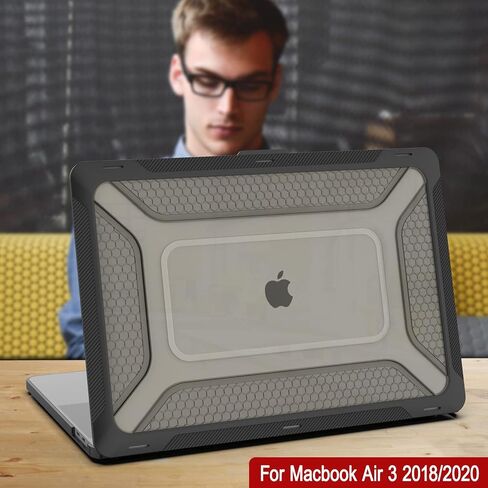 Punkcase for MacBook Air 13 Case Hard Shell Cover | Clear Military Heavy Duty Rugged Sleeve with Kickstand | Ultimate Protection for MacBook Air 13" Models (2022 2021 2020 2019 2018 Release) [Black] in Saudi Arabia
