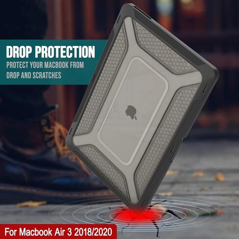 Punkcase for MacBook Air 13 Case Hard Shell Cover | Clear Military Heavy Duty Rugged Sleeve with Kickstand | Ultimate Protection for MacBook Air 13" Models (2022 2021 2020 2019 2018 Release) [Black] in Saudi Arabia