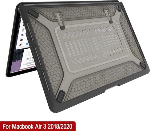 Punkcase for MacBook Air 13 Case Hard Shell Cover | Clear Military Heavy Duty Rugged Sleeve with Kickstand | Ultimate Protection for MacBook Air 13" Models (2022 2021 2020 2019 2018 Release) [Black] in Saudi Arabia