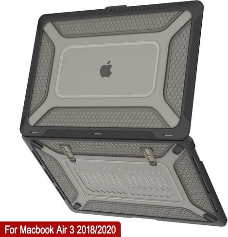 Punkcase for MacBook Air 13 Case Hard Shell Cover | Clear Military Heavy Duty Rugged Sleeve with Kickstand | Ultimate Protection for MacBook Air 13" Models (2022 2021 2020 2019 2018 Release) [Black] in Saudi Arabia