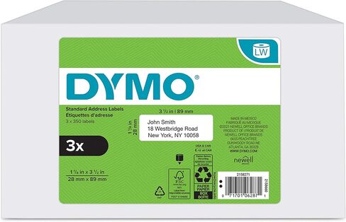 DYMO Authentic LW Large Mailing Address Labels, DYMO Labels for LabelWriter Label Printers, 1-4/10" x 3-1/2", 2 Rolls of 260 (520 Total) in Saudi Arabia