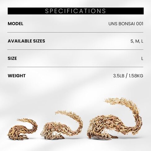 Ultum Nature Systems Bonsai - Handcrafted Driftwood for Aquarium, Terrarium, Vivarium, Natural Aquascape Decorations, Aquascaping Hardscape for Live Plants - 011, Small in Saudi Arabia