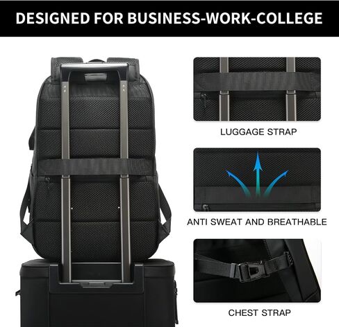 BANGE Durable Business Smart Backpack for Men and Women，can holds 15.6 Inches Laptop Backpack, Waterproof Commute Work Travel Backpack, Flight Carry-On (black) in Saudi Arabia