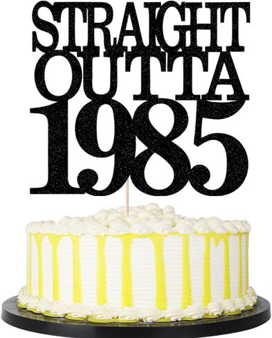 Palasasa double -side Glittery Straight Outta 1975 Cake Topper -Chechers إلى 50 عامًا - 50 عامًا و Topper Fabulous Cake ، عيد ميلاد سوداء/زواج ، ديكورات علامة حفل زفاف (50) in Kuwait