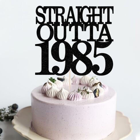 Palasasa double -side Glittery Straight Outta 1975 Cake Topper -Chechers إلى 50 عامًا - 50 عامًا و Topper Fabulous Cake ، عيد ميلاد سوداء/زواج ، ديكورات علامة حفل زفاف (50) in Kuwait
