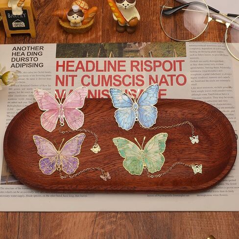 4 PCS Metal Bookmarks - Blue and Purple Fans Green Butterfly Bookmark in Kuwait