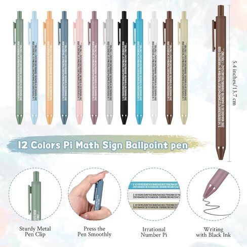 Spakon 24 Set Math Gift Pi Gifts Included 3.14 Fun Pi Symbol Pens Rubber Bracelets Bookmark Cards Classroom Prizes Bulk from Teacher Math Party Favors(Cute Color) in Saudi Arabia