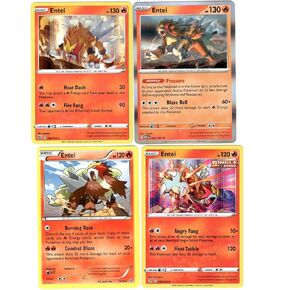 Pokemon - Entei Legendary Pokemon 4 Card Lot - Holo - 030/197 - Obsidian Flames - 14/98 - Ancient Origins - Battle Style Evolving Skies