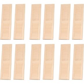 12PCS Dollhouse Shutters Classic Wooden Mini 1 12 Scale Dollhouse Furniture 4.5x1.3x0.2 Inch Windows Funny DIY Dolls House Furniture for Kids Gift