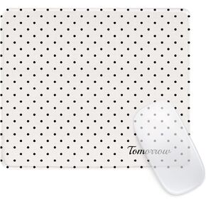 Seorsok Cute Pink Mouse Mat,Premium Textured Mouse Pads for Office Laptop,Washable Square Mousepads with Extended Stitched Edges Non Slip Rubber Base 9.5"x7.8"x0.12"Inch,Black Polka Dot Design
