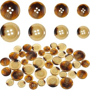 40Pcs Mixed Resin Sewing Buttons 4 Hole Craft Round Blazer Buttons Dark Blown Resin Sewing Button Suits Coats Button for Clothing DIY Craft 4 Sizes(15mm, 18mm, 20mm, 25mm) Brown & Coffee