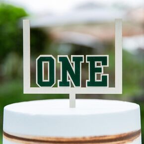Wood Football One Cake Topper, 1st Birthday Party Supplies, First Birthday Football Theme Decorations, Wood And Acrylic Topper, Footballer Smash Cake Photo Props