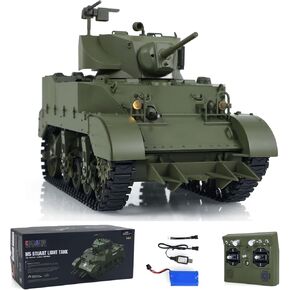 1/16 Scale RTR Tank US Stuart M5A1 British VI Light Tank High Speed Sound Lights Hobby Model
