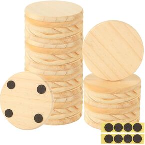 SHUESS 50 Pack Unfinished Wood Coasters 4 Inch Round Wooden Coasters for Crafts with Non-Slip Silicon Dots, Blank Wood Coasters Bulk for DIY Stained Painting Home Decoration Wood Engraving