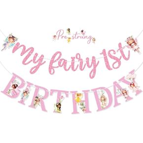 FOZEE My Fairy 1st Birthday Banner - Pink Fairy First Birthday Party Decorations